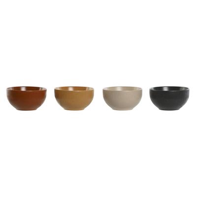 Kom Home ESPRIT Beige Grijs Mosterd Terra cotta Keramiek Scandi 480 ml 14 x 14 x 7,5 cm (4 Stuks)