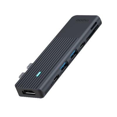 Rapoo USB-C Multiport Adapter, 7-in-2, grijs Desktop accessoire Zwart
