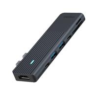 Rapoo USB-C Multiport Adapter, 7-in-2, grijs Desktop accessoire Zwart