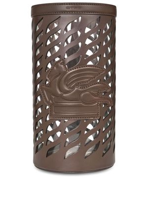 ETRO HOME porte-vase en cuir à motif Pegaso - Marron