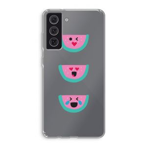 Smiley watermeloen: Samsung Galaxy S21 FE Transparant Hoesje