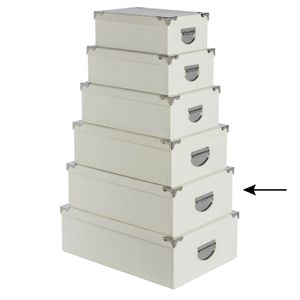 5Five Opbergdoos/box - ivoor wit - L44 x B31 x H15 cm - Stevig karton - Crocobox