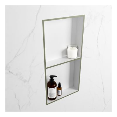Wandnis Solid Surface Easy | In- en opbouw | 30x60x8 cm | 2 vakken | Army/Talc