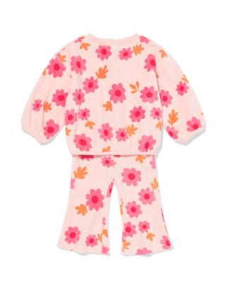 HEMA Baby Kledingset Velours Bloemen Roze (roze)