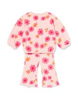 HEMA Baby Kledingset Velours Bloemen Roze (roze)