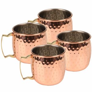 Moscow Mule glas/beker - 4x - RVS metaal - koperkleurig - 500 ml - luxe cocktailglazen