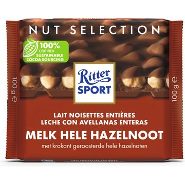 Ritter Sport Melk Hele Hazelnoot 100 g bij Jumbo
