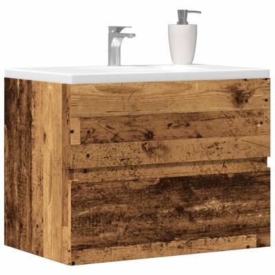 Badkamerkast 60x38,5x45 cm bewerkt hout oud houtkleurig