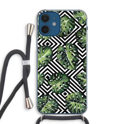 Geometrische jungle: iPhone 12 Transparant Hoesje met koord