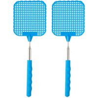 Vliegenmepper compact - 2x - Uitschuifbaar tot 60 cm - blauw - Insecten killer