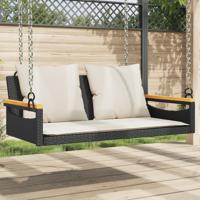 Schommelbank met kussens 109x62x40 cm poly rattan zwart - thumbnail