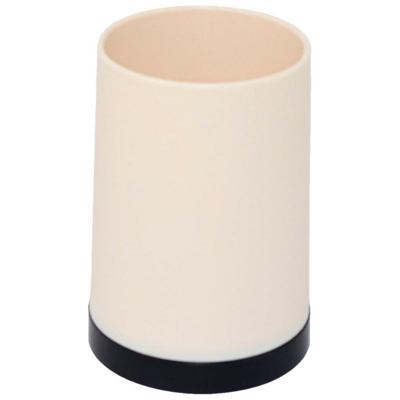 Badkamer tandenborstelhouder/drinkbeker - kunststof - beige/zwart - 8 x 10 cm