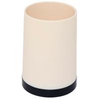 Badkamer tandenborstelhouder/drinkbeker - kunststof - beige/zwart - 8 x 10 cm