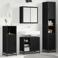 Badkamermeubelset met opslag 4 pcs Zwart eiken 65 x 33 x 60 cm