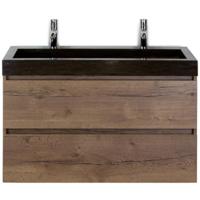Maxx XL Badmeubelset 100 cm - Tabacco - Wastafel Lucca 2 Kraangaten