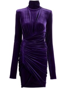 Alexandre Vauthier robe drapée en velours à col montant - Violet