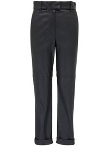 Brunello Cucinelli pantalon en cuir à taille haute - Noir