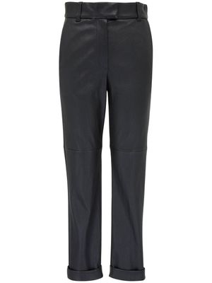 Brunello Cucinelli pantalon en cuir à taille haute - Noir