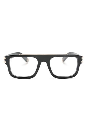 Philipp Plein Eyewear lunettes de soleil carrées à plaque logo - Noir