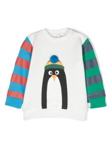 Stella McCartney Kids sweat rayé à imprimé Penguin - Blanc