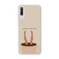 Aggressively drinks coffee: Samsung Galaxy A70 Transparant Hoesje