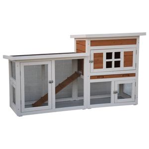 @Pet @Pet Konijnenhok Villa 147x50x80 cm wit en bruin