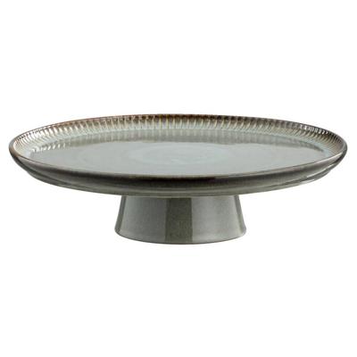 Leen Bakker - Taartplateau Camille - - Ø31 Cm - Stoneware - Groen - B8 Cm