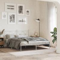 Bedframe met hoofdbord metaal wit 150x200 cm