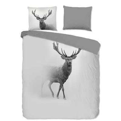 Dekbedovertrek Grey Deer - Eenpersoons (140x200 cm) - Grijs Microvezel - Dessin: Dieren - Pure - Dekbed-Discounter.nl