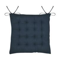 Stof Textile stoelkussen Coline - donkerblauw - 38 x 38 x 4 cm - touwtjes sluiting Stof Textile stoelkussen Coline - donkerblauw - 38 x 38 x 4 cm - touwtjes sluiting