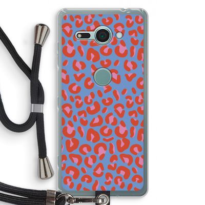 Leopard blue: Sony Xperia XZ2 Compact Transparant Hoesje met koord