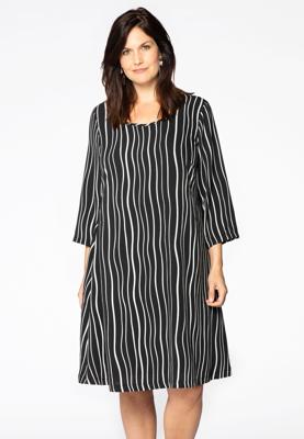 Yoek Jurk wide bottom WAVE | Zwart | Maat 58/60