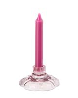 051 Kandelaar 9.7x5cm Glas Roze Bloem (roze)