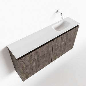 Toiletmeubel Mondiaz Ture | 100 cm | Meubelkleur Dark brown | Eden wastafel Talc Rechts | Zonder kraangat