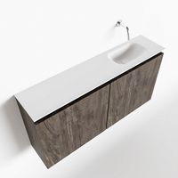 Toiletmeubel Mondiaz Ture | 100 cm | Meubelkleur Dark brown | Eden wastafel Talc Rechts | Zonder kraangat
