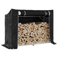 VidaXL Haardhoutrek met regenhoes 151x60,5x110,5 cm staal