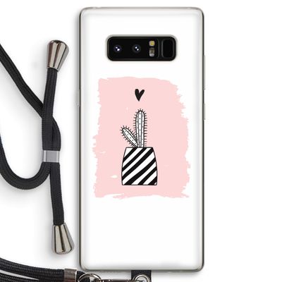 Zwart-wit cactus: Samsung Galaxy Note 8 Transparant Hoesje met koord