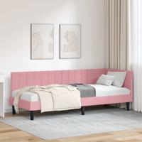 Hoekbedframe met hoofdeinde Roze 80 cm x 200 cm Fluweel