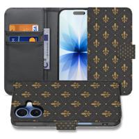 Book Case iPhone 17 Franse Lelie Bruin Goud