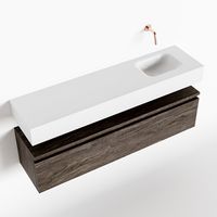 Toiletmeubel Mondiaz Andor | 120 cm | Meubelkleur Dark brown | Lex vrijhangend wastafel Talc Rechts | Zonder kraangat Toiletmeubel Mondiaz Andor | 120 cm | Meubelkleur Dark brown | Lex vrijhangend wastafel Talc Rechts | Zonder kraangat
