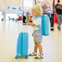 2-Delige Kinderkoffer + Rugzak Kindertrolley van Kunststof Kinderbagage Kinderkofferset 46,5cm + 31cm Kinderkoffer Blauw + Oranje - thumbnail