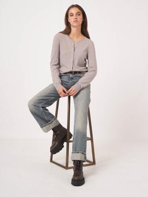 Basic vest met ronde hals van cashmere wolmix