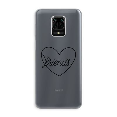 Friends heart black: Xiaomi Redmi Note 9 Pro Transparant Hoesje
