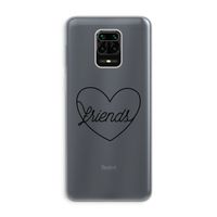 Friends heart black: Xiaomi Redmi Note 9 Pro Transparant Hoesje