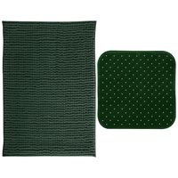 MSV Douche anti-slip mat en droogloop mat - Sevilla badkamer set - rubber/microvezel - donkergroen - thumbnail