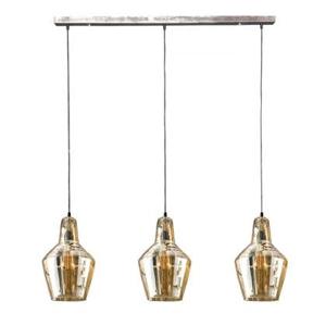 Hoyz - Hanglamp met 3 kegelvormige lampen - Amberkleurig glas - 150cm