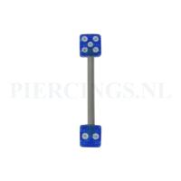 Tongpiercing dobbelsteen blauw