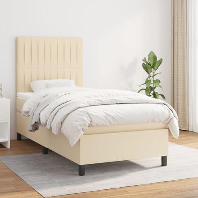 Boxspring met matras stof crèmekleurig 100x200 cm