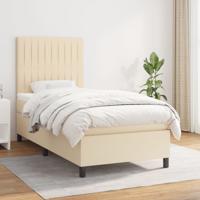 Boxspring met matras stof crèmekleurig 100x200 cm