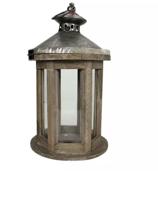 Lantaarn Hout/Zink 16x35 cm - Buitengewoon de boet